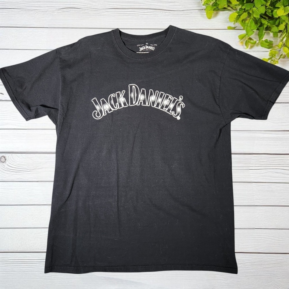 Jack Daniels Shirt Men’s XL Black Graphic Short Sleeve Cotton Old No 7 Whiskey